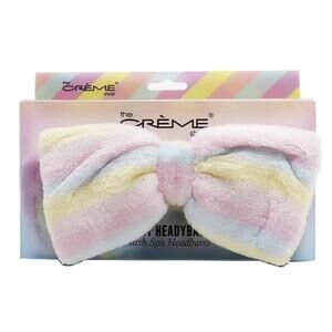 The Crème Shop Cotton Candy Pastel Rainbow Striped Plush Head Band, Korean, NWT